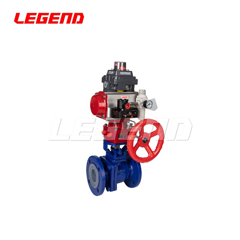 氣動(dòng)襯氟法蘭球閥（防爆附件帶手輪機(jī)構(gòu)）