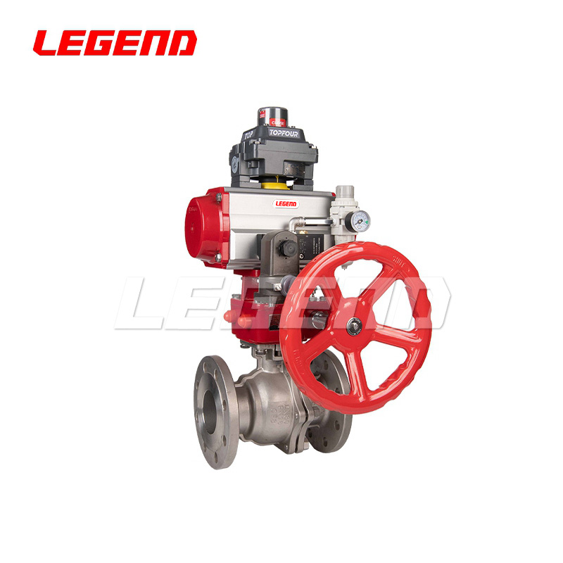 氣動(dòng)不銹鋼法蘭球閥(防爆附件帶手輪機(jī)構(gòu)）